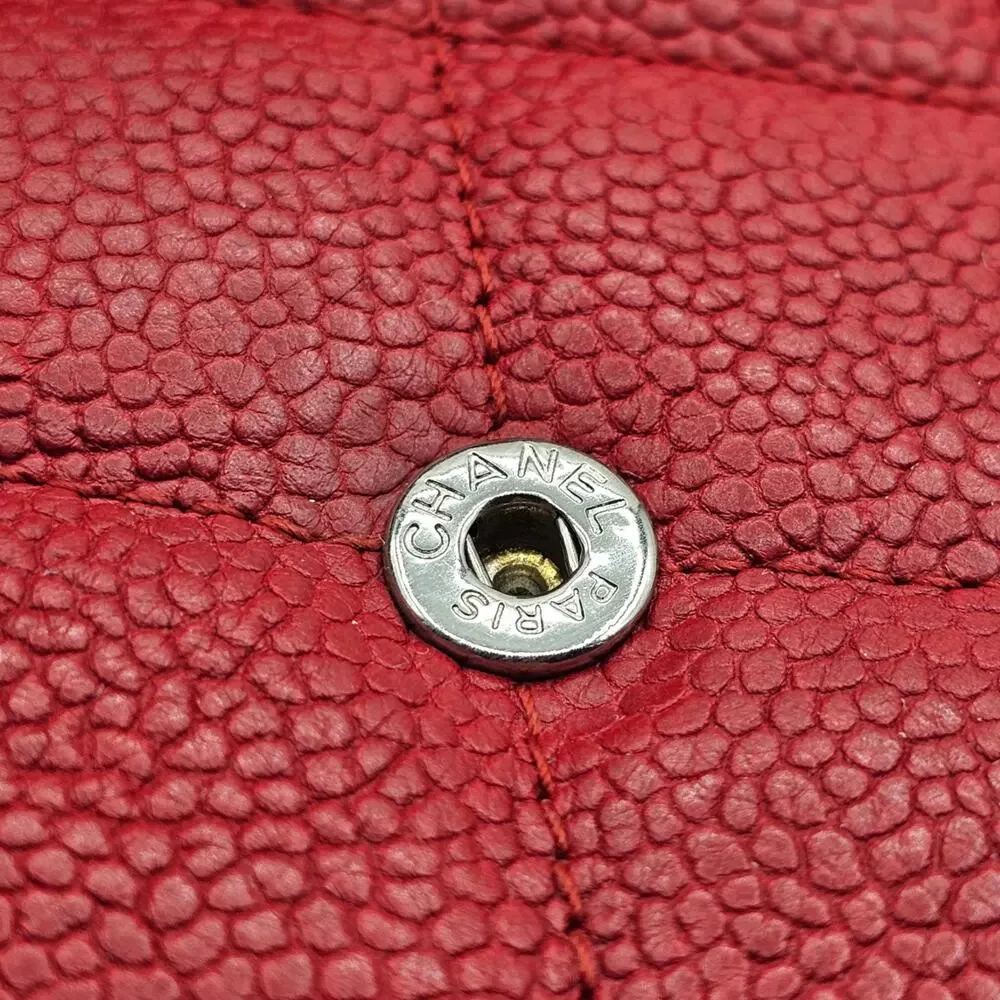 Chanel Boy Wallet Caviar Leather Red with Antique Silver HW 22 series with box
